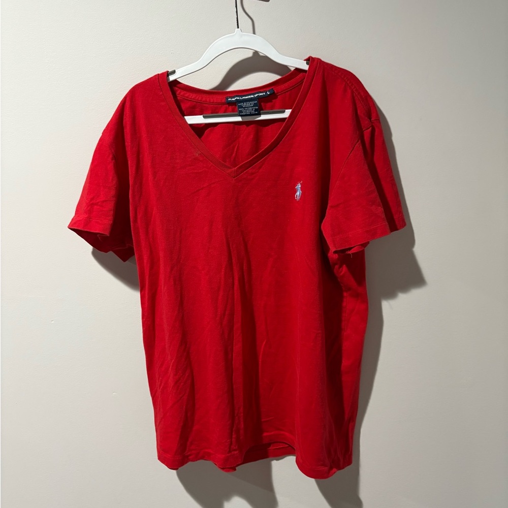 Vintage Ralph Lauren Sport Red V-Neck Tee